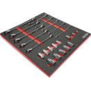 23 Piece Ratchet Combination Spanner Set with Go-Thru™Sockets in Tool Control 2/3 Width Foam Inlay.
 thumbnail-0