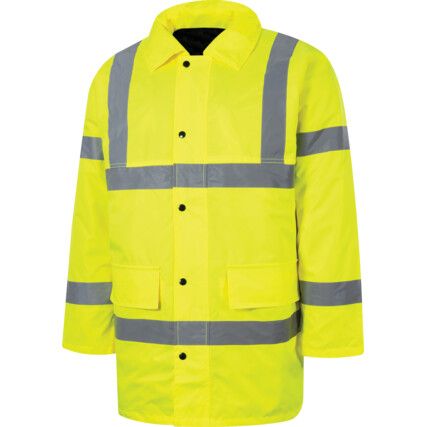 Hi-Vis Waterproof Jacket, Small, Yellow, Polyester, EN20471