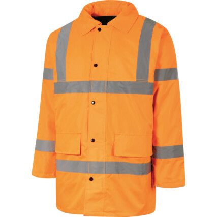 Hi-Vis Waterproof Jacket, 4XL, Orange, Polyester, EN20471