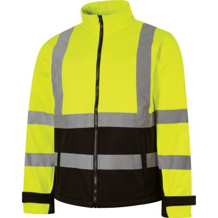 Hi-Vis Soft Shell Jacket, Small, Yellow & Black, Polyester, EN20471