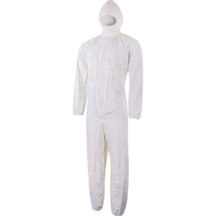 Disposable Chemical Protective Coverall, Small, Type 5/6, White, Tyvek 200, Zipper Closure