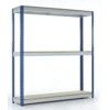 Heavy Duty Shelving, 3 Shelves, 210kg Shelf Capacity, 1980mm x 2400mm x 900mm, Blue & Grey thumbnail-0