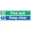 Fire Exit Keep Clear Vinyl Sign 450mm x 150mm thumbnail-0