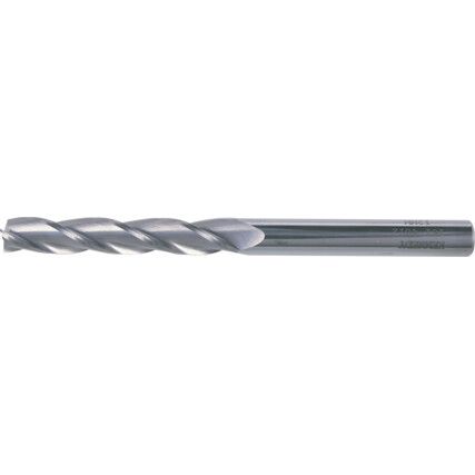 End Mill, Long, 4mm, Plain Round Shank, 3fl, Carbide, Uncoated