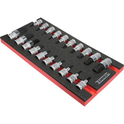 20 Piece Engineers Screwdriver Bit Socket Set in 1/3 Foam Inlay for Tool Chests