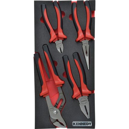 4 Piece Pro-Torq Comfort Grip Pliers Set in 1/3 Foam Inlay for Tool Cabinets