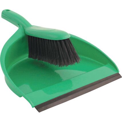 Plastic Dustpan & Soft Brush Set Green
