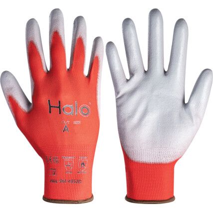 Mechanical Hazard Gloves, Red/Grey, Nylon Liner, Polyurethane Coating, EN388: 2016, 4, 1, 2, 1, Size 8