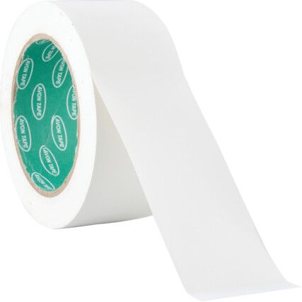 Adhesive Hazard Tape, PVC, White, 50mm x 33m