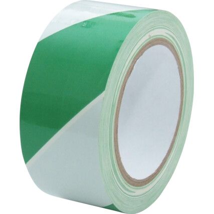 Adhesive Hazard Tape, PVC, Green/White, 50mm x 33m